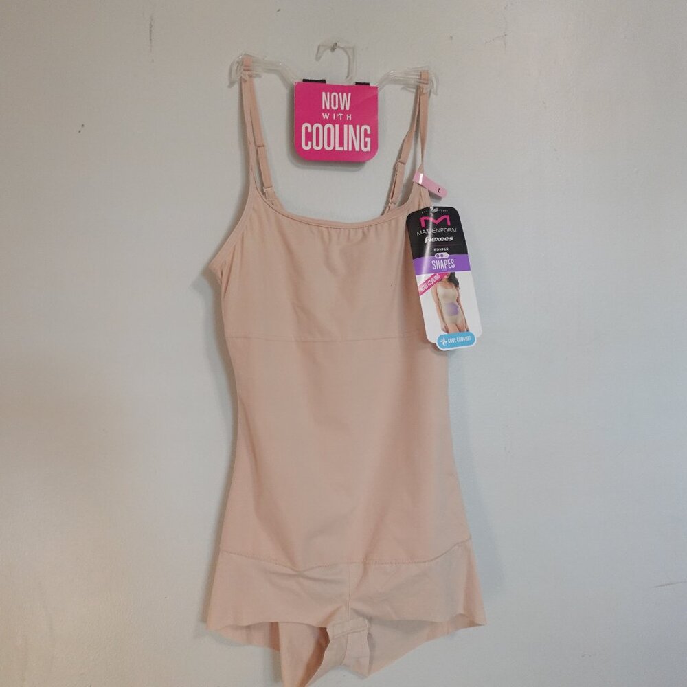 Maidenform Flexees Romper Shapes Firm Cool Comfort sz Large Beige New w/ tag